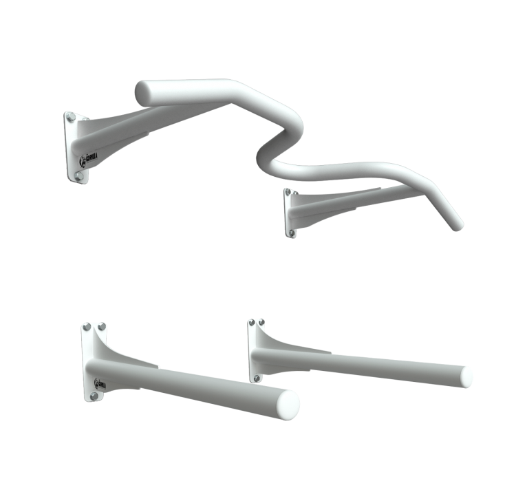 Set of wall mounted parallel bar and horizontal bar for pull-up Gorilla Gym 3 types of grip, color: White art. KTB003B
